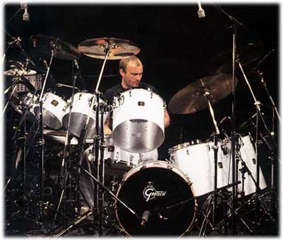 Phil Collins with drumset with concert toms